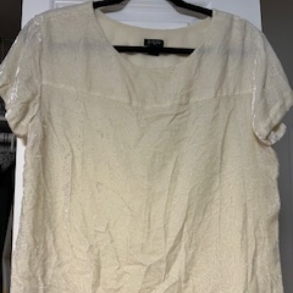 Almost New J. Crew Cream Colored Velvet Short Sleeve Lined Tee Size S